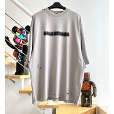 [계단집] 발렌시아가 모호 로고 대미지 티셔츠