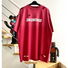 [계단집] 발렌시아가 대미지 티셔츠 레드
