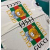 B7 구찌 모노그램 곰 머리 스퀘어 줄무늬 패턴 티셔츠 아이보리 Gucci