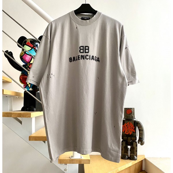 [계단집] 발렌시아가 모자이크 BB 모노그램 대미지 티셔츠