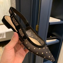 [QR 5009] 디올 Christian Dior 자수 포인트 플랫 슬링백