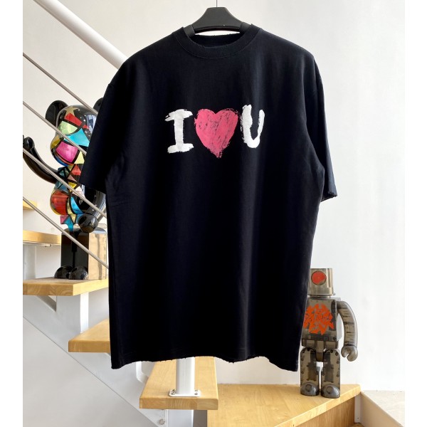 [계단집] 발렌시아가 I LOVE U 패턴 티셔츠 블랙