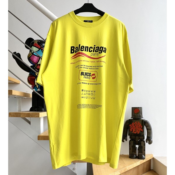 [계단집] 발렌시아가 21FW 웨이브 환경 보호 티셔츠 옐로우
