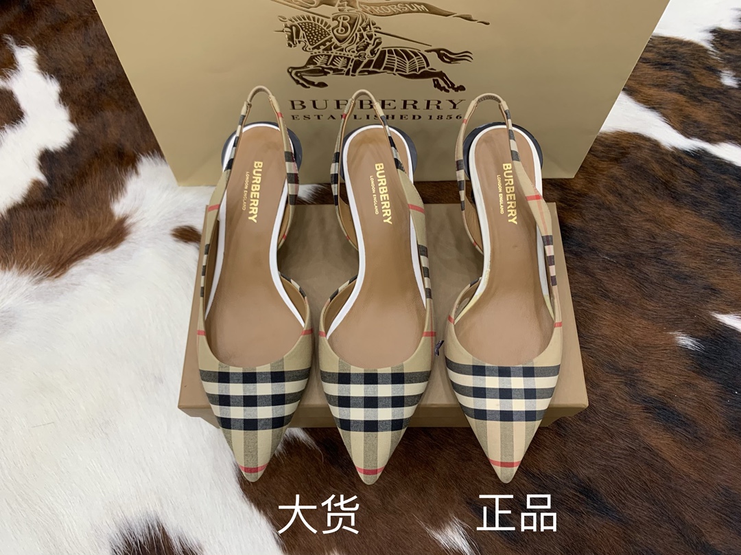 [AN3] 버버리 Vintage 체크 슬링백 펌프스 힐 5.5cm burberry