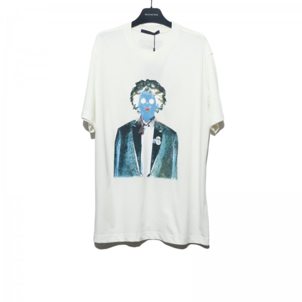 GTR공장 루이비통 블루 인물 패턴 티셔츠 화이트