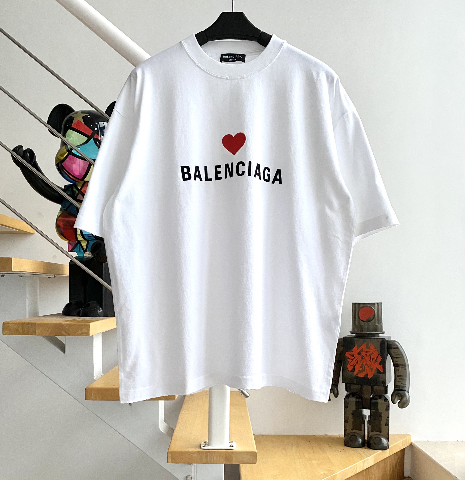 [계단집] 발렌시아가 하트&모노그램 티셔츠 화이트
