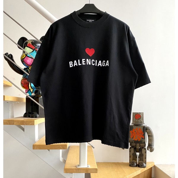 [계단집] 발렌시아가 하트&모노그램 티셔츠 블랙