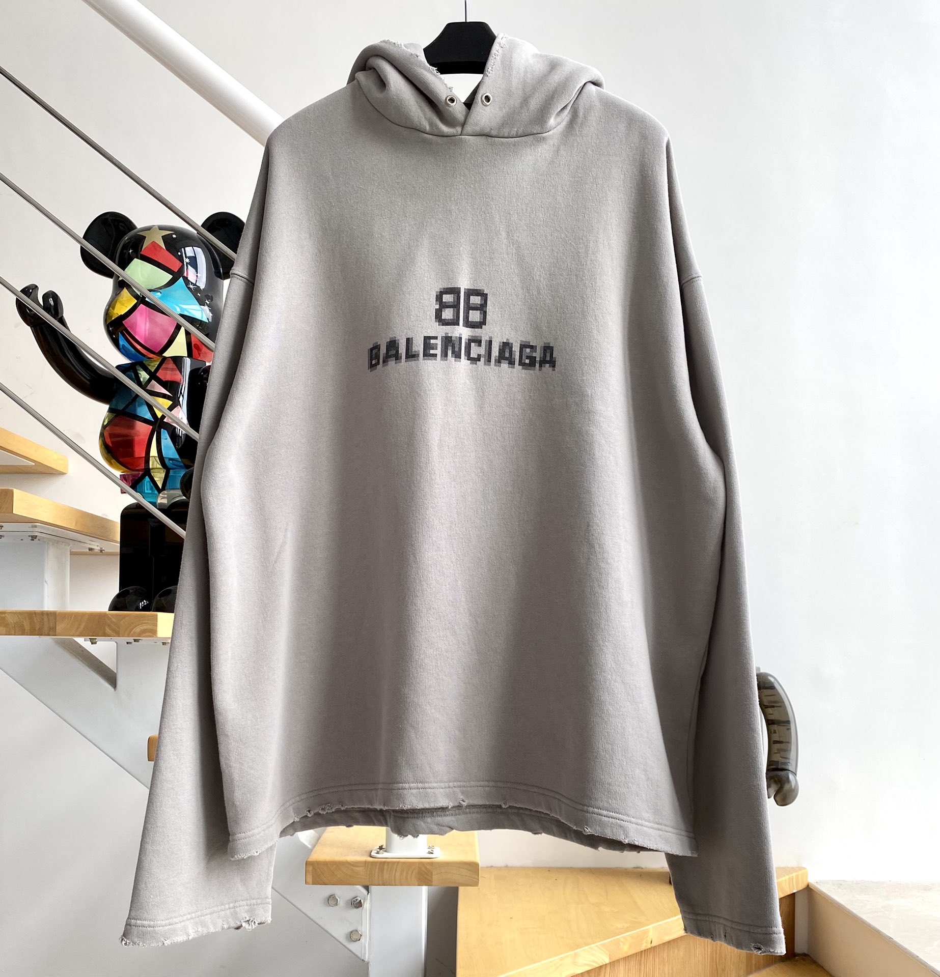 [계단집] 발렌시아가 BB 모자이크 로고 후드티 그레이 balenciaga