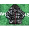 [잔디집2] MONCLER 흰/빨강 줄 후드 패딩 블랙