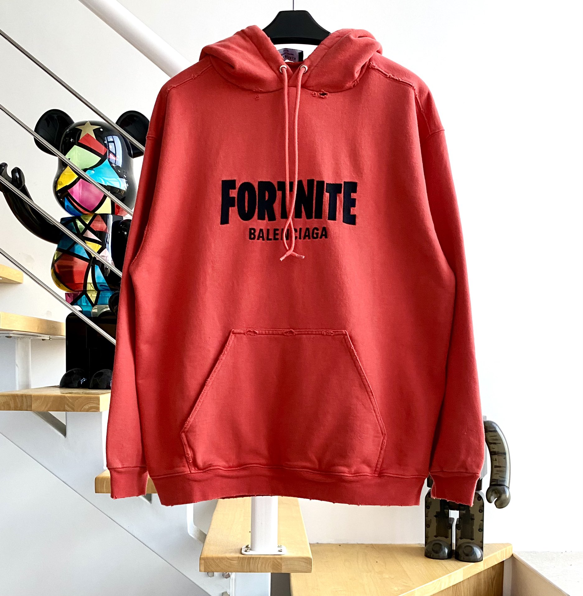 [계단집] 발렌시아가 Fortnite 리테일 로우 후드티 레드