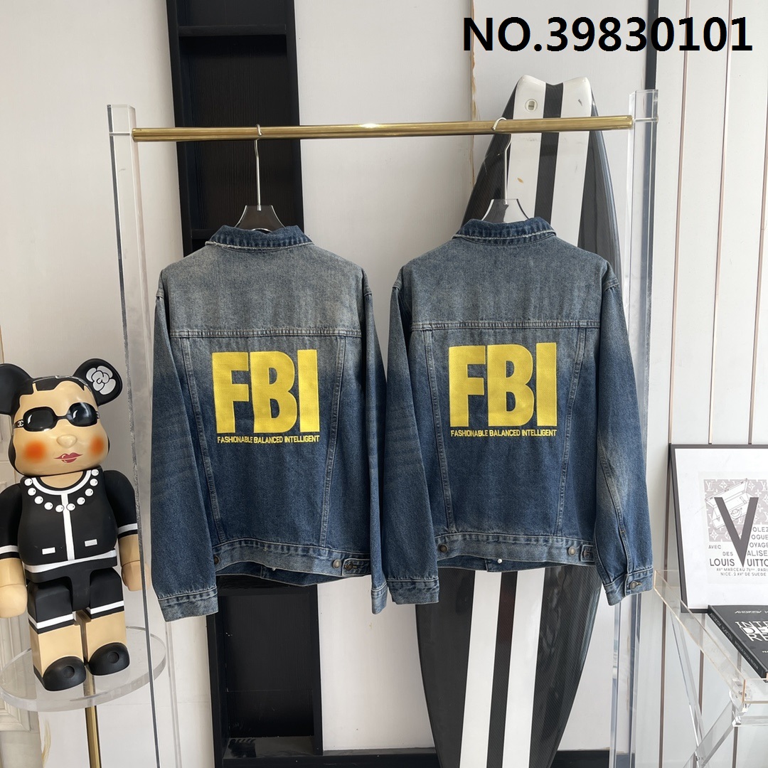 V공장 발렌시아가 뒷면 FBI 데님 자켓