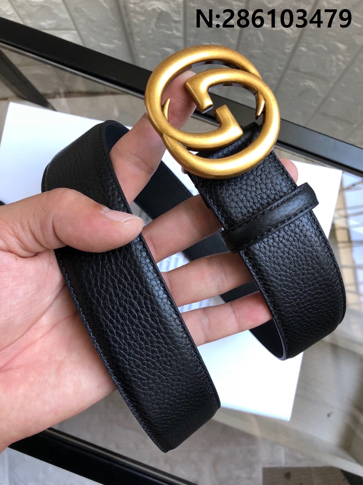 구찌 GG 마몬트 버클 레더 벨트 400593 2컬러 3.8cm Gucci