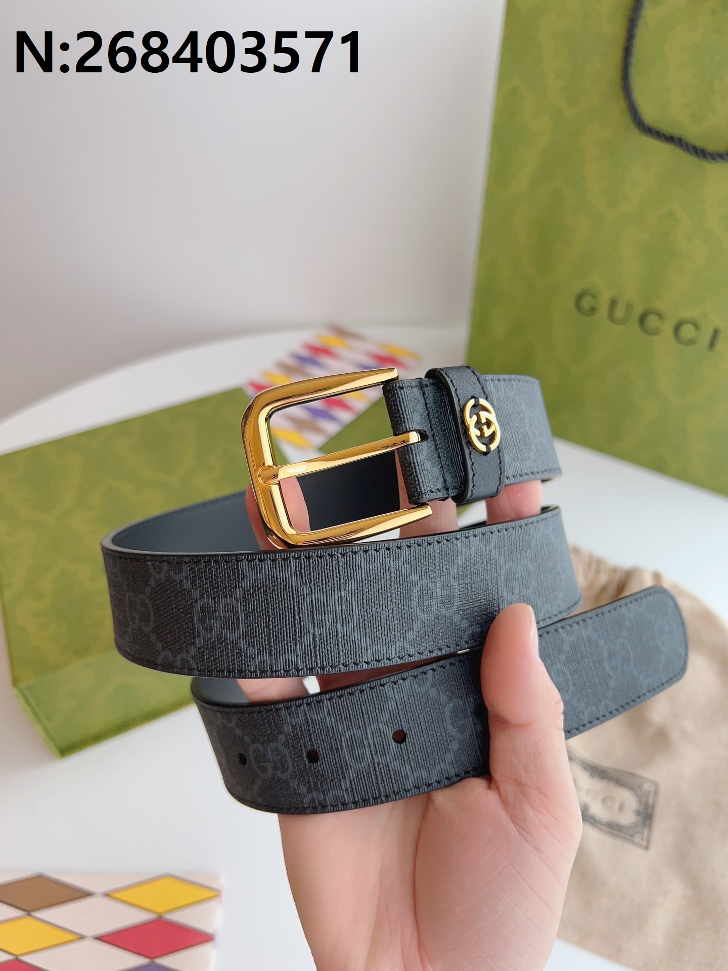 구찌 GG로고 벨트 725307 2컬러 블랙 3.5cm Gucci