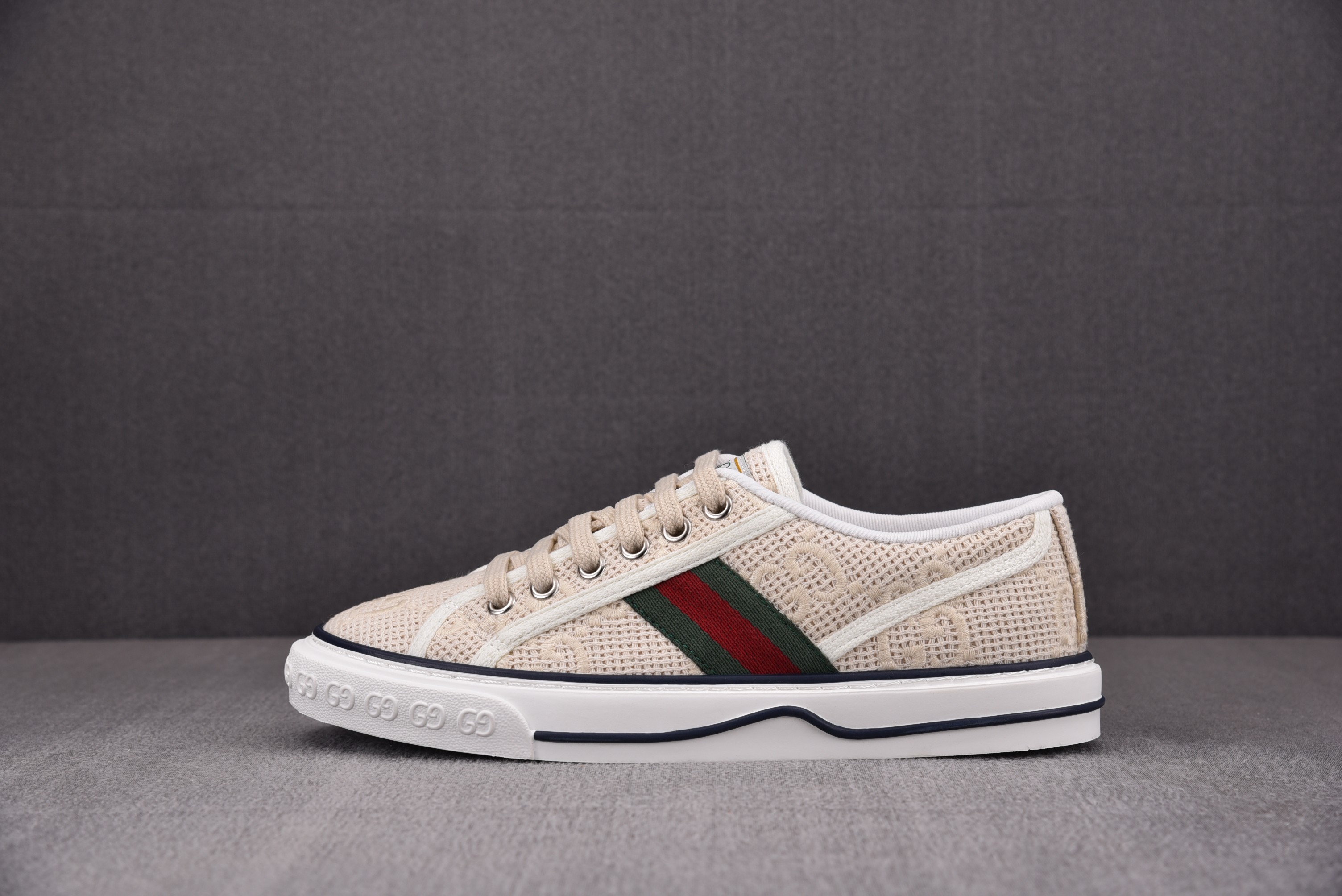 ZG 구찌 테니스 스니커즈 1977 아이보리화이트코튼 Gucci Tennis 1977 GG Ivory white cotton