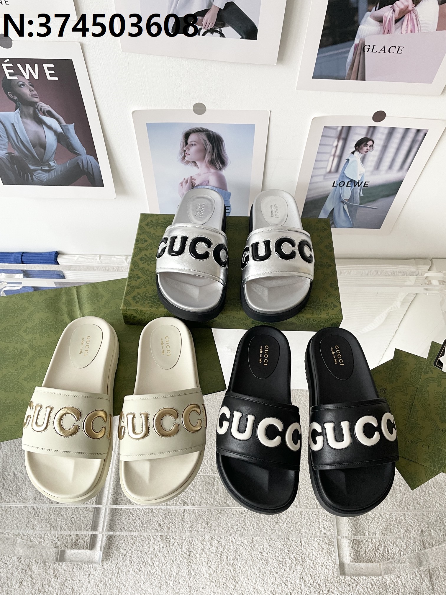 [327] 구찌 레더 모노그램 슬리퍼 3컬러 3.5cm Gucci