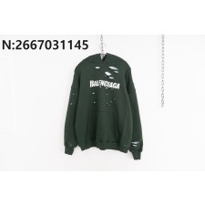 [사슬공장] 발렌시아가 흰색 모노그램 대미지 후드티 다크 그린 balenciaga