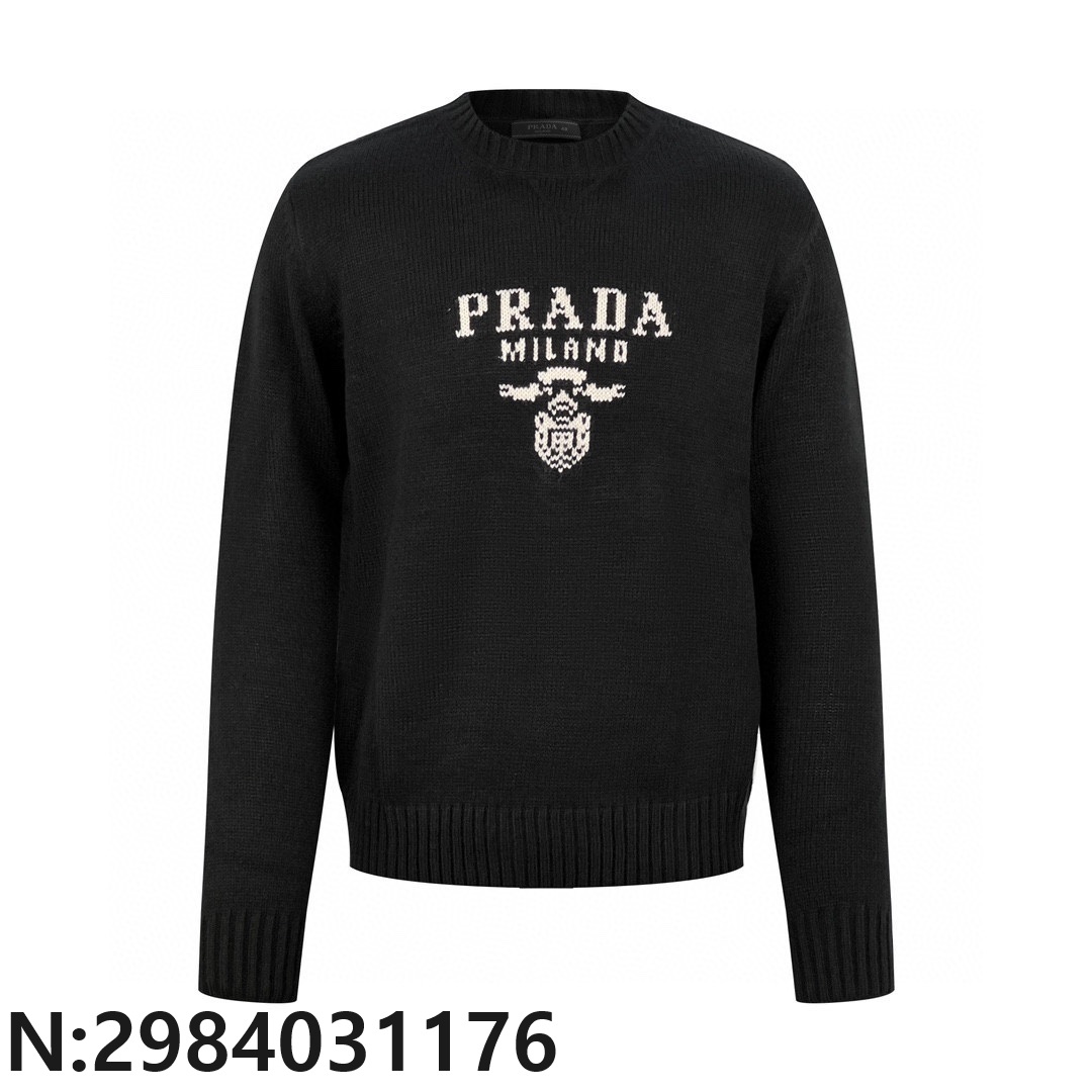 [잔디집2] 프라다 23 앞 점보 모노그램 자카드 니트 블랙 Prada