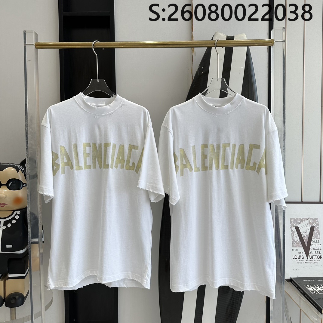 V공장 발렌시아가 23SS 테이프 모노그램 반팔티 화이트 balenciaga