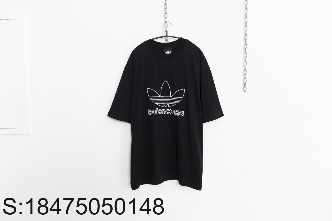 [사슬공장] 발렌시아가 아디다스 23SS 로고 자수 반팔티 블랙 balenciaga adidas