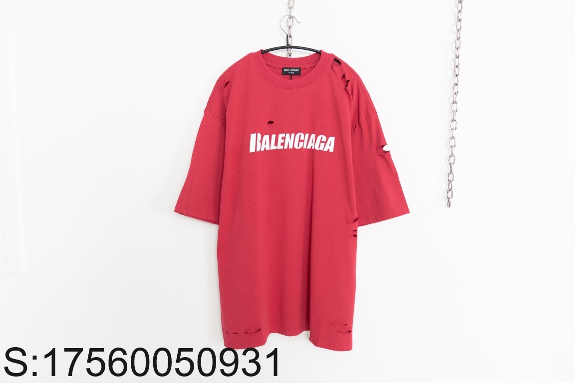 [사슬공장] 발렌시아가 모노그램 대미지 반팔티 레드 balenciaga