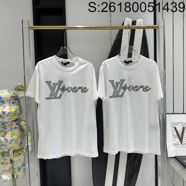 V공장 루이비통 24SS 구슬 LV 반팔티 화이트