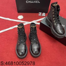 [XS] 샤넬 모노그램 통굽 앵클 부츠 블랙 Chanel