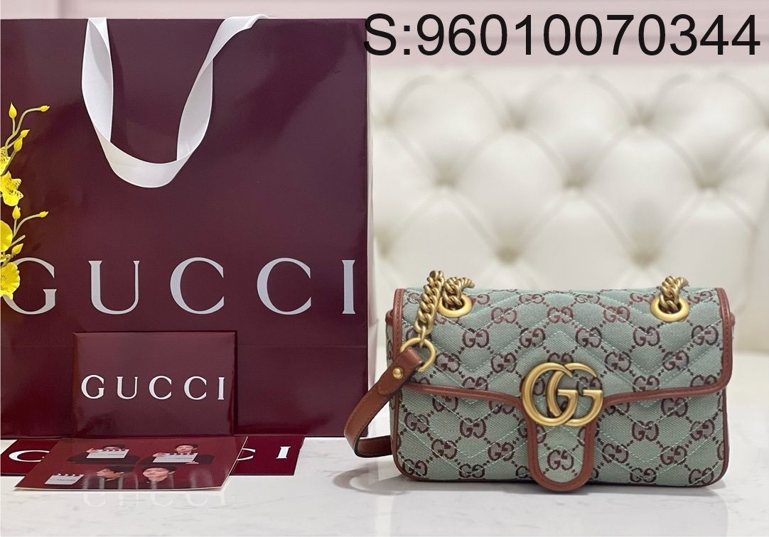 [JHL] 구찌 마틀라세 체인 숄더백 446744 22*13*6cm 라이트 그린 Gucci