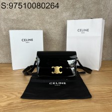 JXG 셀린느 에나멜 골드 로고 트리옹프백 미디엄 22.5*16.5*7.5cm 블랙 Celine