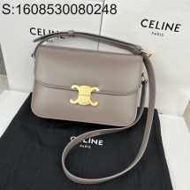 JXG 셀린느 가죽 골드 로고 트리옹프백 미듐 22.5*16.5*7.5cm 스톤 Celine