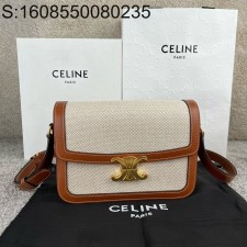 JXG 셀린느 클래식 트리옹프 백 텍스타일 카프스킨 22.5*16.5*7.5cm 내추럴 탠 191242 
