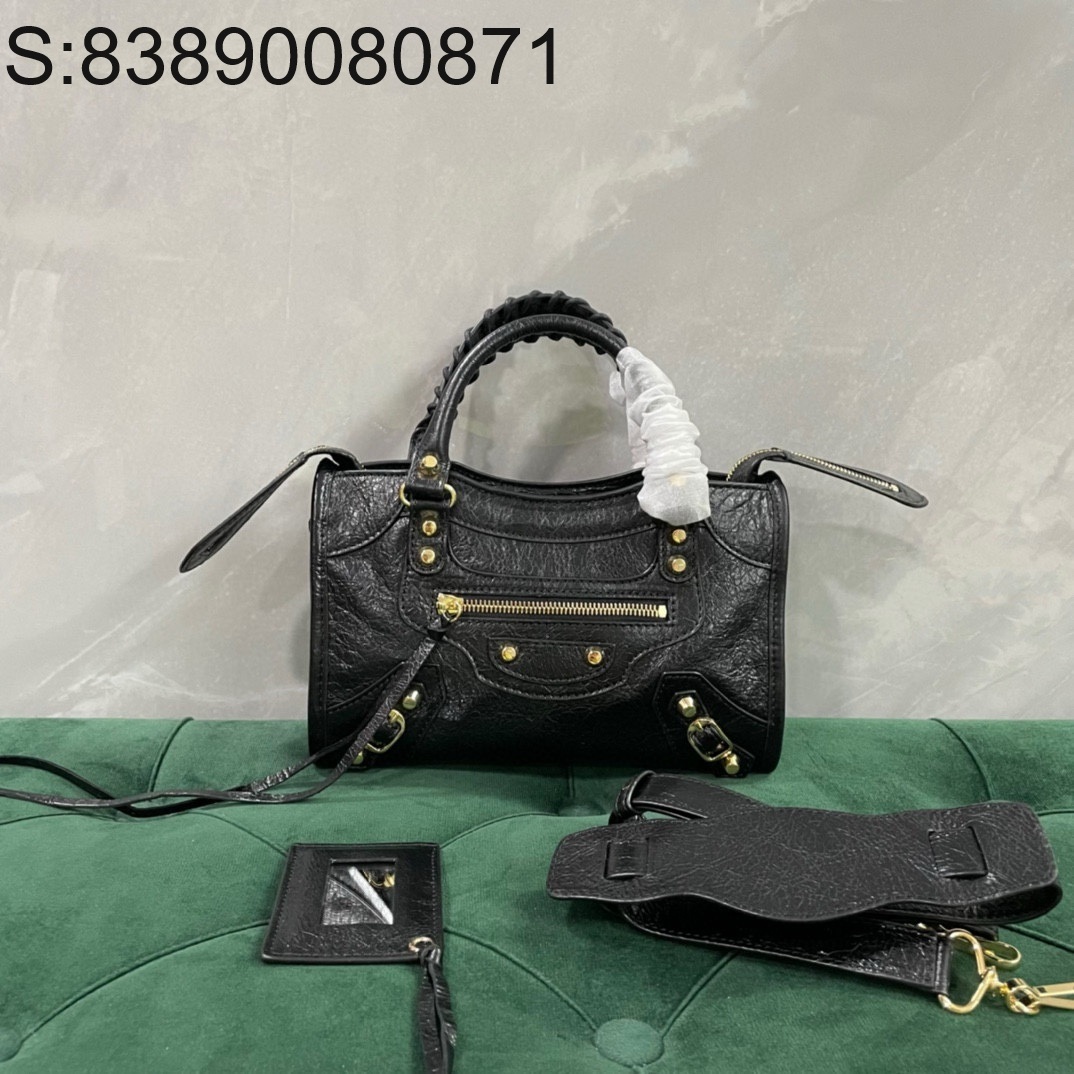 [dxg] 발렌시아가 미니 시티 백 숄더백 24*16*9cm 골드 블랙 양가죽 balenciaga