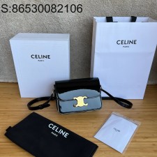 JXG 셀린느 에나멜 골드 로고 트리옹프백 미디엄 18.5*14*6cm 블랙 Celine
