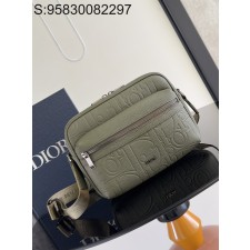 [JHL] 디올 라이더 2.0 집 메신저백 디올 그래비티 레더 그레인드 카프스킨 카키 23*17*7.5cm 