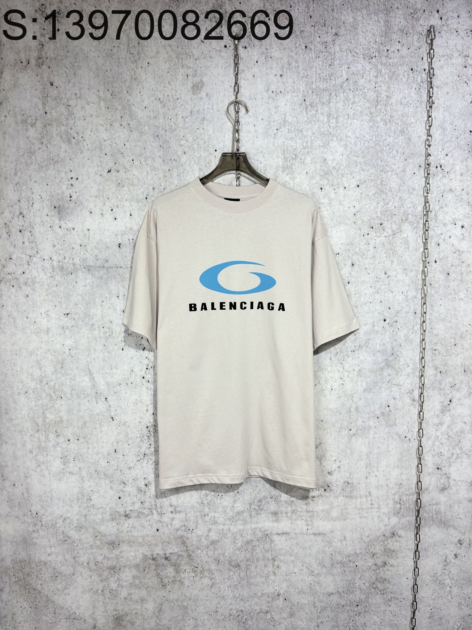 [사슬공장] 발렌시아가 24SS 모노그램 블루 패턴 반팔티 라이트 베이지 balenciaga