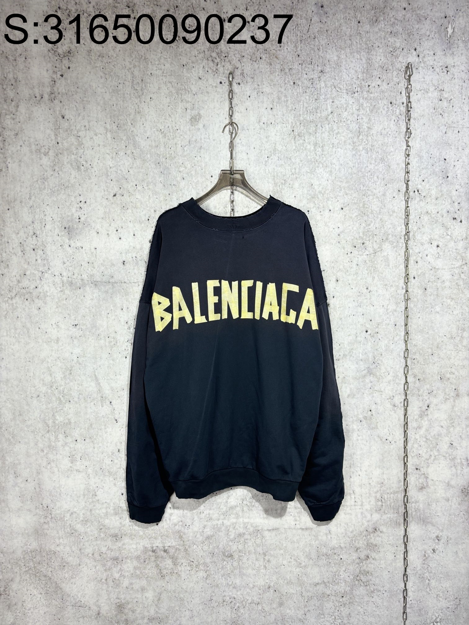 [사슬공장] 발렌시아가 24SS 테이프 모노그램 3B 맨투맨 블랙 balenciaga