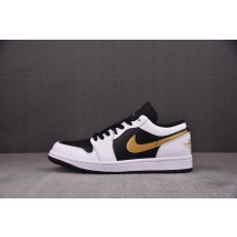 【CJ】Air Jordan 1 Low White Black Metallic Gold Swoosh 白黑金 553558-172