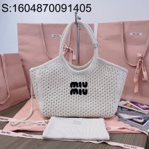 [JHL] 미우미우 모노그램 니트 토트백 28*26*12.5cm 화이트