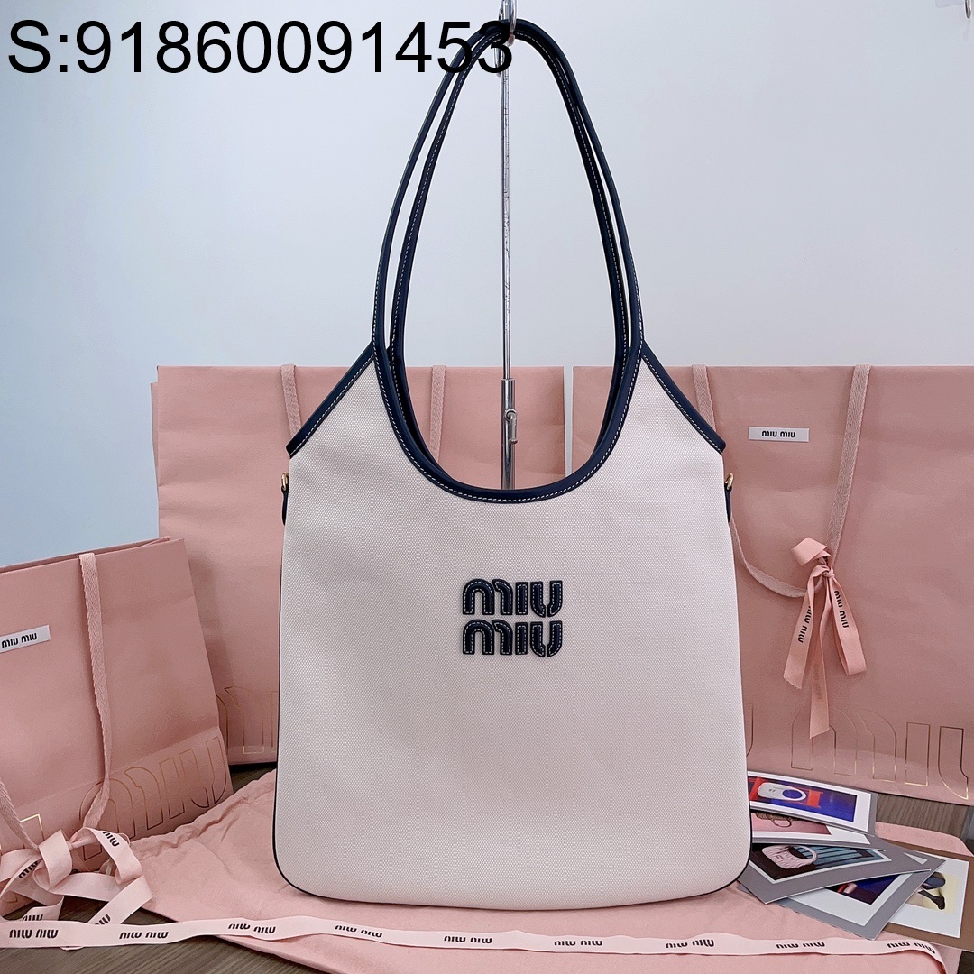 [JHL] 미우미우 아이비 캔버스 토트백 35*40cm 5BG231 블랙  miumiu