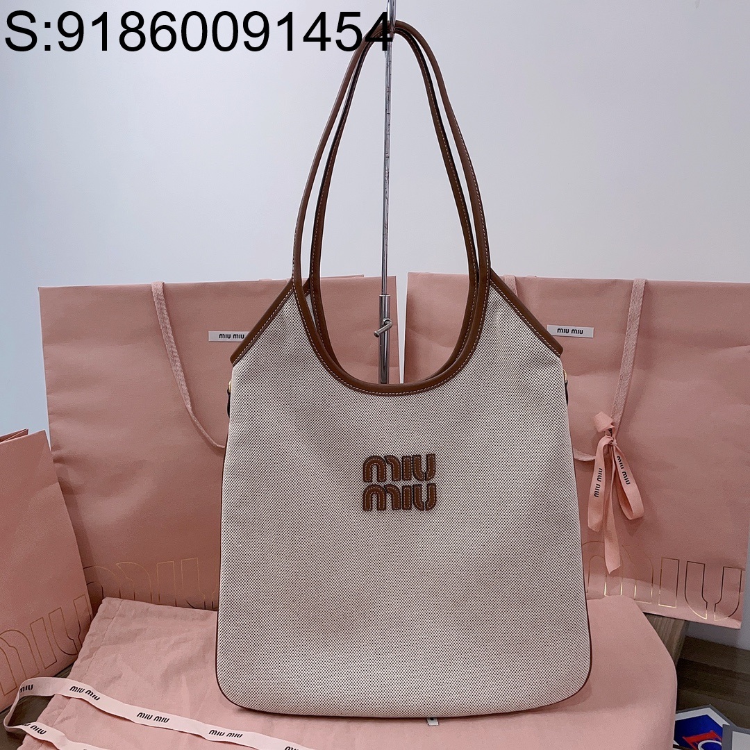 [JHL] 미우미우 아이비 캔버스 토트백 35*40cm 5BG231 브라운 miumiu