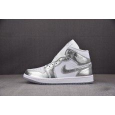 【CJ】WMNS Air Jordan 1 Mid SE Metallic Silver 金属银 FN5031-100