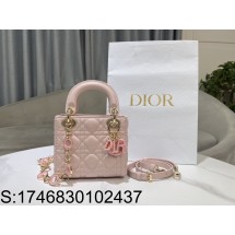 [JHL] 디올 핑크 모노그램 양가죽 레이디 미니 M0505 라이트 핑크 17*15*7cm Dior