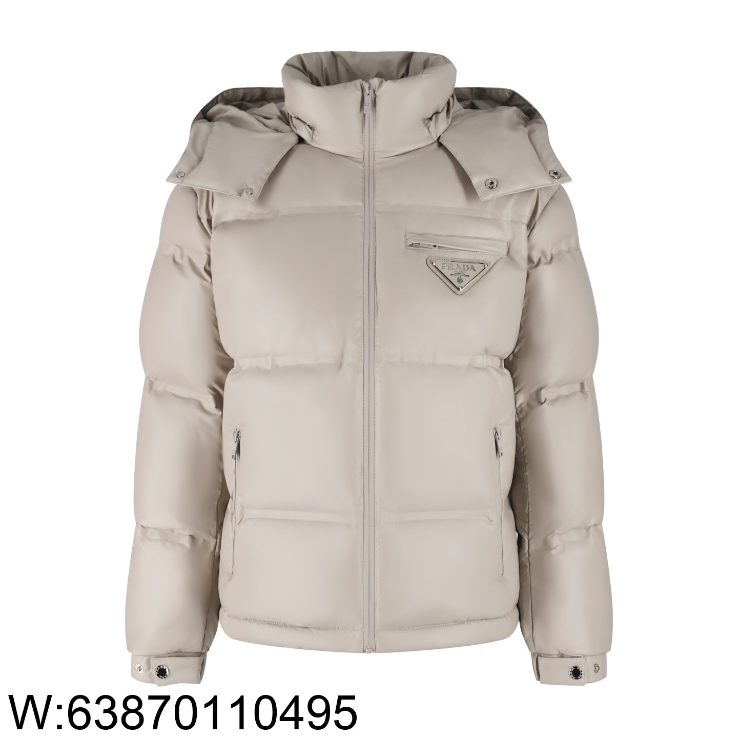[잔디집2] 프라다 큰 삼각 로고 패딩 라이트 베이지 Prada