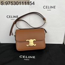 JXG 셀린느 가죽 골드 로고 트리옹프백 스몰 18.5*14*6cm 188423 브라운 Celine