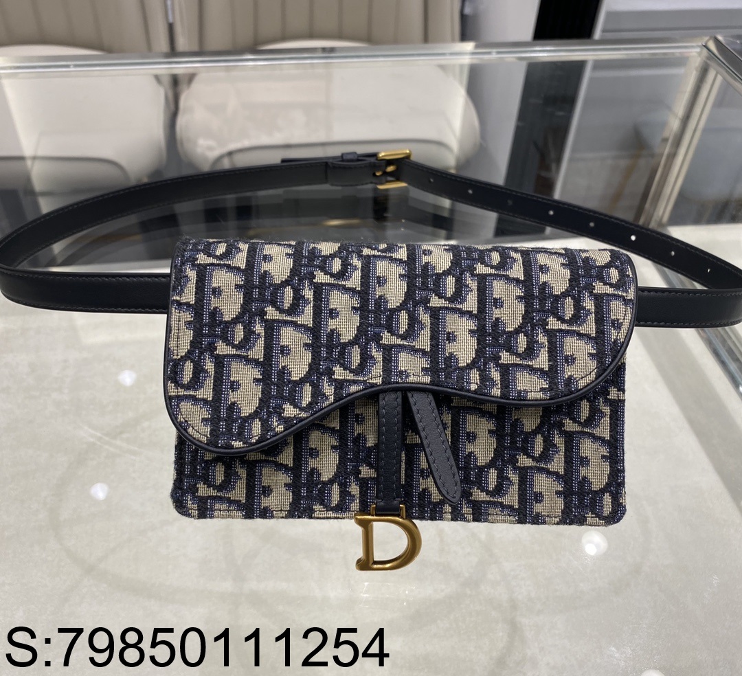 [JHL] 디올 오블리크 새들 벨트 파우치 블루 S5619 17*10*3.5cm Dior