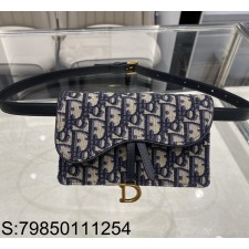 [JHL] 디올 오블리크 새들 벨트 파우치 블루 S5619 17*10*3.5cm Dior