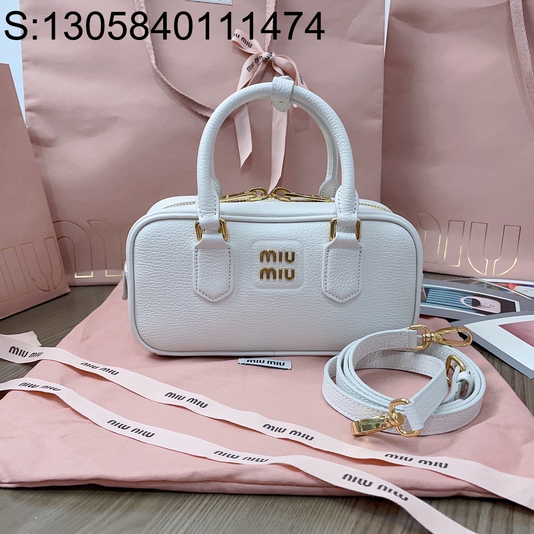 [JHL] 미우미우 금장 아르카디 토트백 5BB142 22*10.5*7.5cm 화이트 miumiu