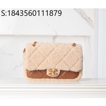 [JD] 샤넬 24K CF 양털 숄더백 브라운 라지 16*23.5*7.5cm CHANEL