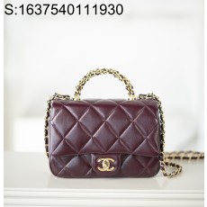 [JD] 샤넬 24B 플랩 체인 탑 핸들백 스몰 19*14*8.5cm 와인 CHANEL