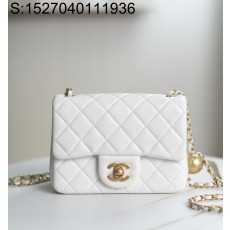 [JD] 샤넬 23K 금장 볼 체인 플랩백 13*18*7cm 화이트 CHANEL