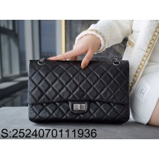 [JD] 샤넬 2.55 빈티지 은장 플랩 숄더백 라지 19.5*28*7.5cm 블랙 CHANEL